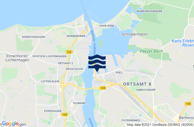 Rostock Port, Germany tide times map