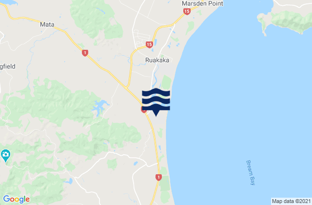 Ruakaka, New Zealand tide times map