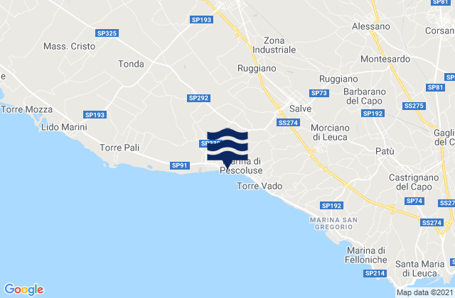 Ruffano, Italy tide times map