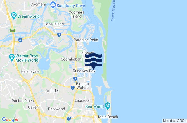 Runaway Bay, Australia tide times map