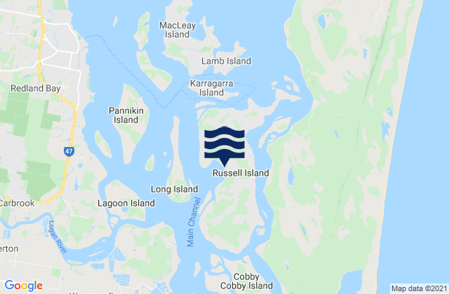 Russell Island, Australia tide times map
