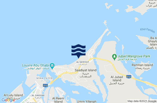 Saadiyat Public Beach, United Arab Emirates tide times map