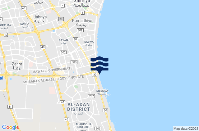 Sabah as Salim, Kuwait tide times map