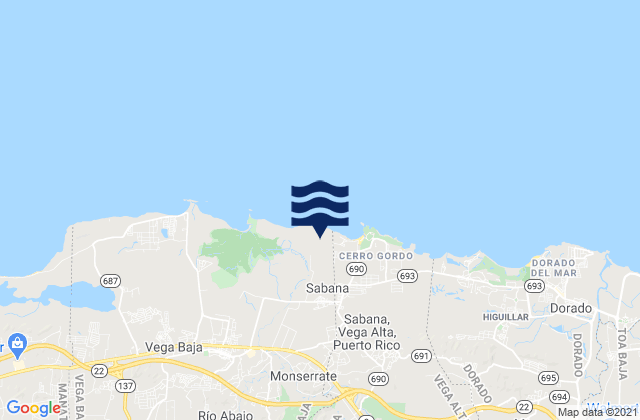 Sabana, Puerto Rico tide times map