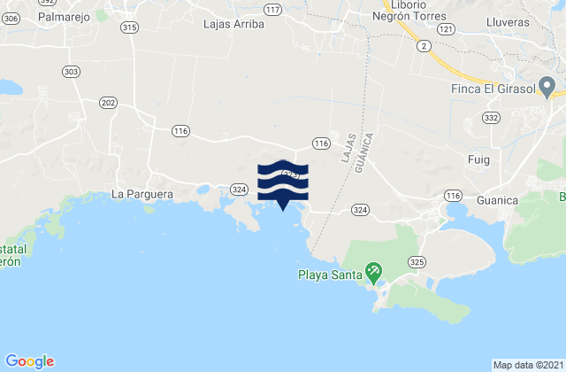 Sabana Grande Barrio-Pueblo, Puerto Rico tide times map