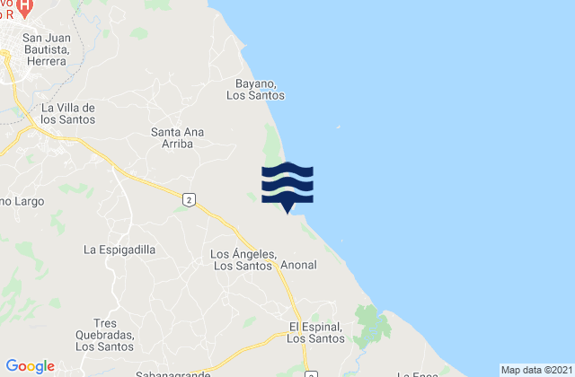 Sabana Grande, Panama tide times map