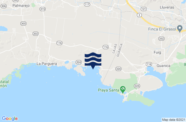 Sabana Grande, Puerto Rico tide times map