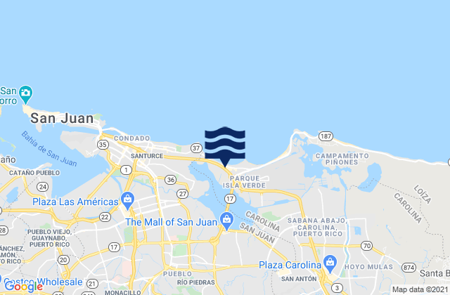 Sabana Llana Sur Barrio, Puerto Rico tide times map