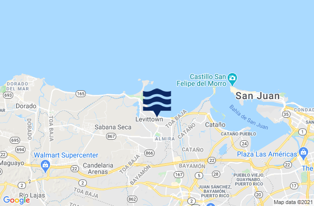 Sabana Seca, Puerto Rico tide times map