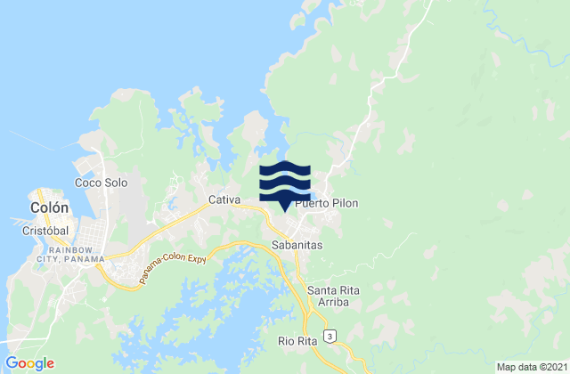 Sabanitas, Panama tide times map