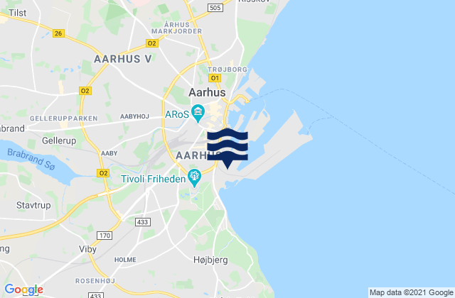 Sabro, Denmark tide times map