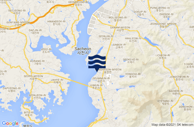 Sacheon-si, South Korea tide times map