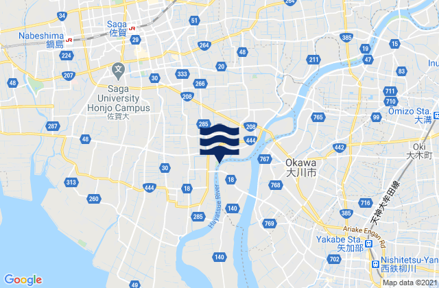 Saga-shi, Japan tide times map