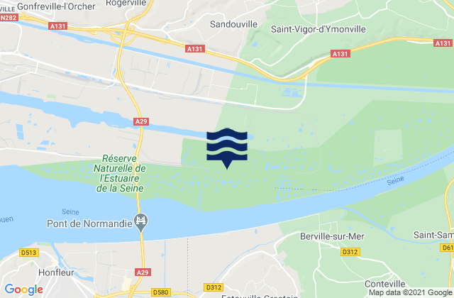 Saint-Aubin-Routot, France tide times map