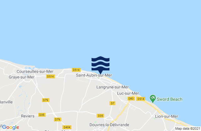 Saint-Aubin-sur-Mer, France tide times map