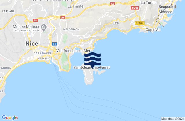 Saint-Jean-Cap-Ferrat, France tide times map