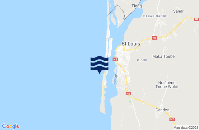 Saint-Louis, Senegal tide times map