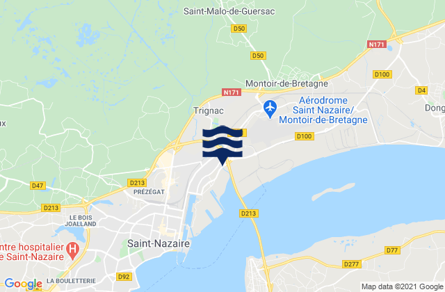 Saint-Malo-de-Guersac, France tide times map