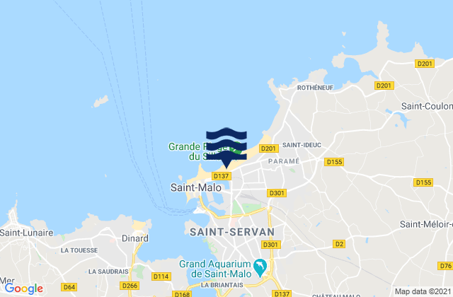 Saint-Malo, France tide times map