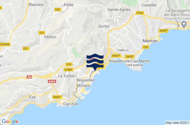 Saint-Roman, Monaco tide times map