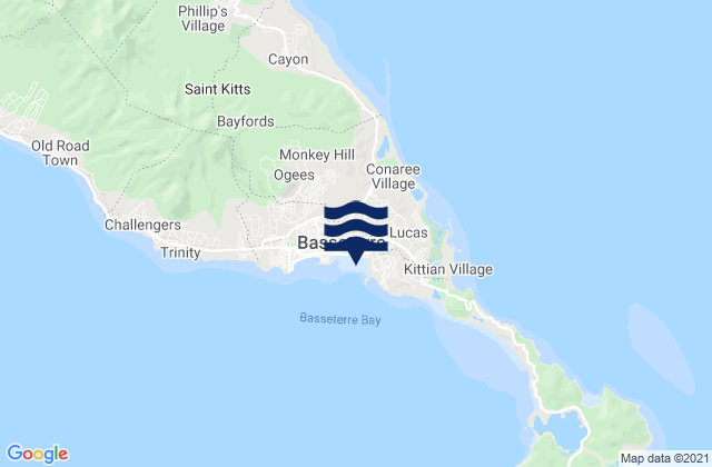 Saint George Basseterre, Saint Kitts and Nevis tide times map