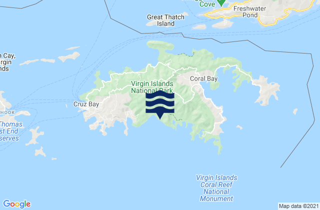 Saint John Island, U.S. Virgin Islands tide times map