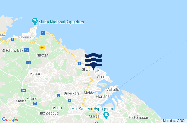 Saint John, Malta tide times map