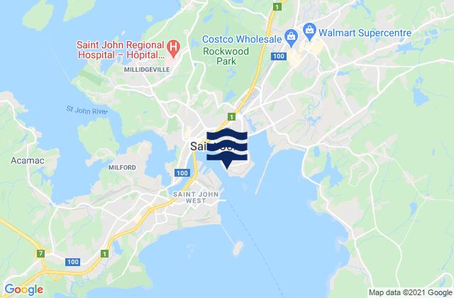 Saint John, Canada tide times map