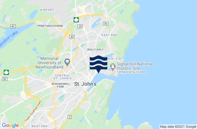Saint John's Harbour, Canada tide times map