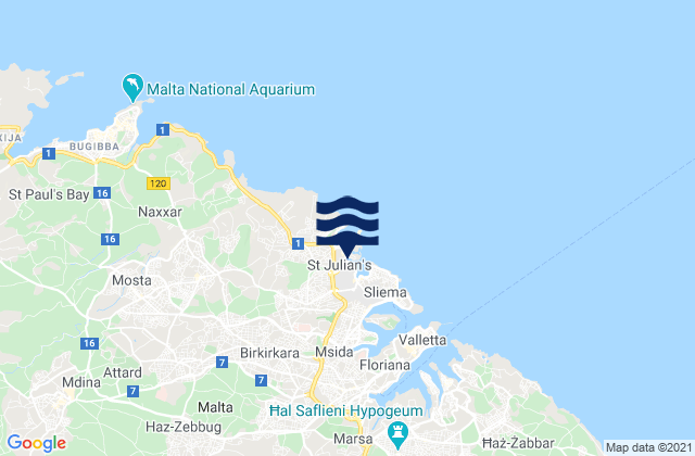 Saint Julian's, Malta tide times map