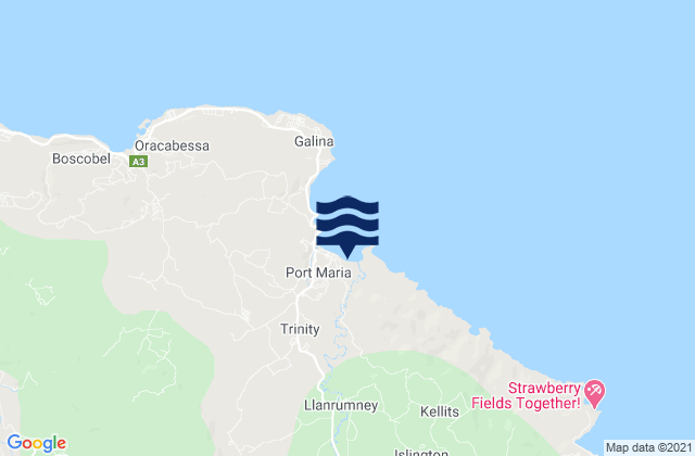 Saint Mary, Jamaica tide times map