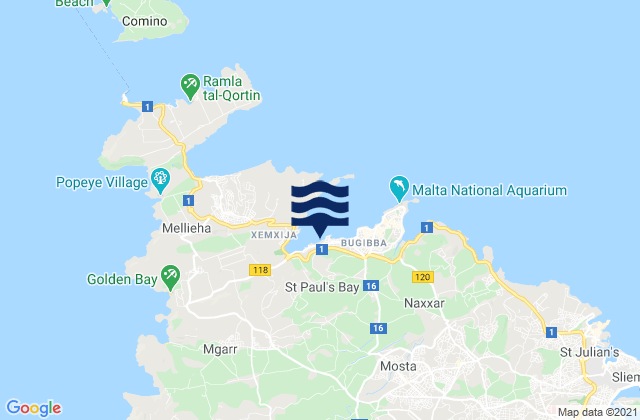 Saint Paul's Bay, Malta tide times map