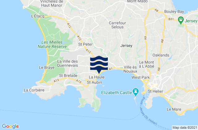 Saint Peter, Jersey tide times map