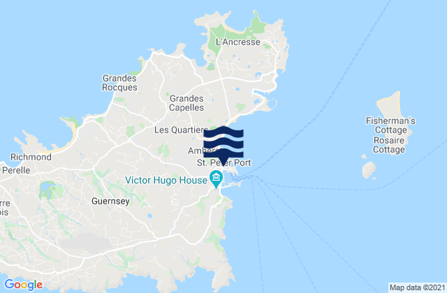 Saint Peter Port, Guernsey tide times map