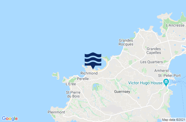 Saint Saviour, Guernsey tide times map