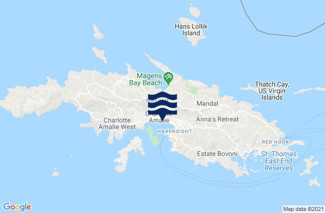Saint Thomas Island, U.S. Virgin Islands tide times map