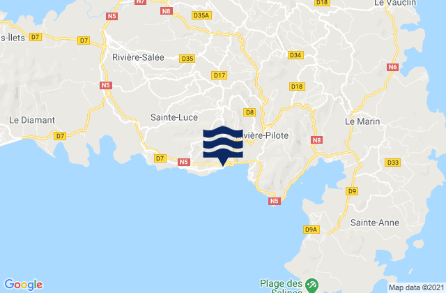 Sainte-Luce, Martinique tide times map