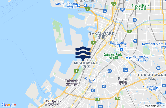 Sakai Shi, Japan tide times map