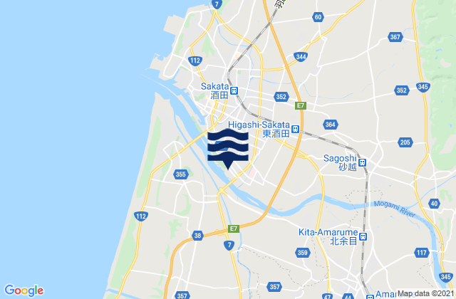 Sakata Shi, Japan tide times map