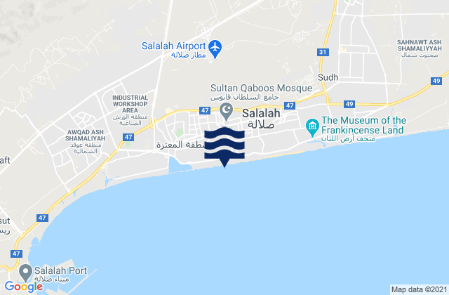 Salalah, Oman tide times map