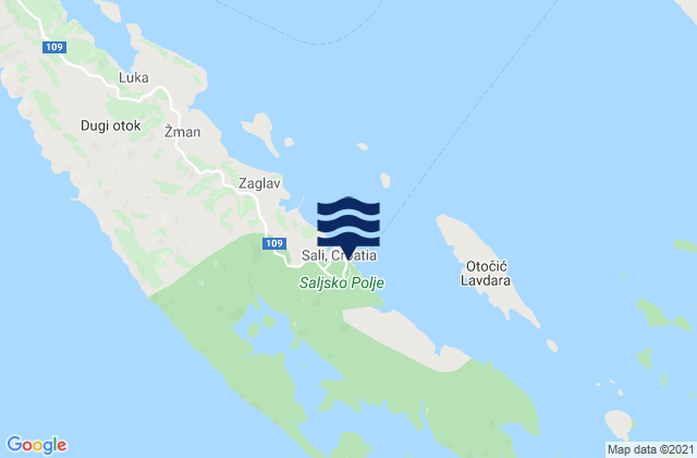 Sali, Croatia tide times map