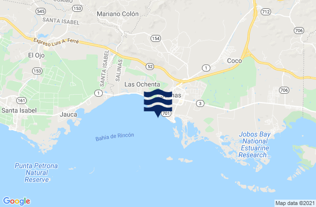 Salinas, Puerto Rico tide times map