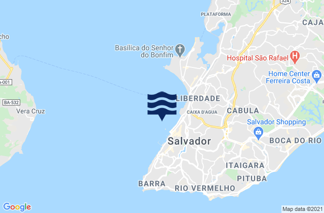 Salvador, Brazil tide times map