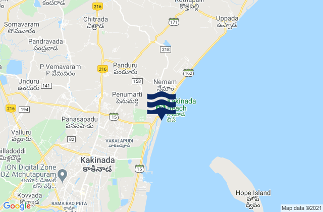 Samalkot, India tide times map