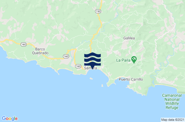 Samara, Costa Rica tide times map