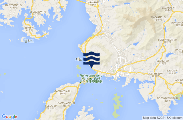 Samch'onp'o, South Korea tide times map