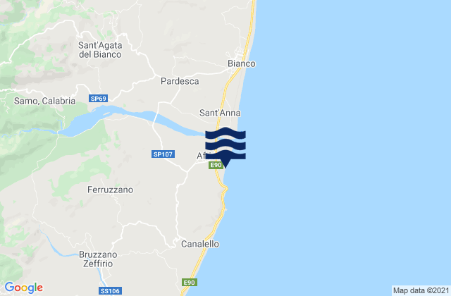 Samo, Italy tide times map