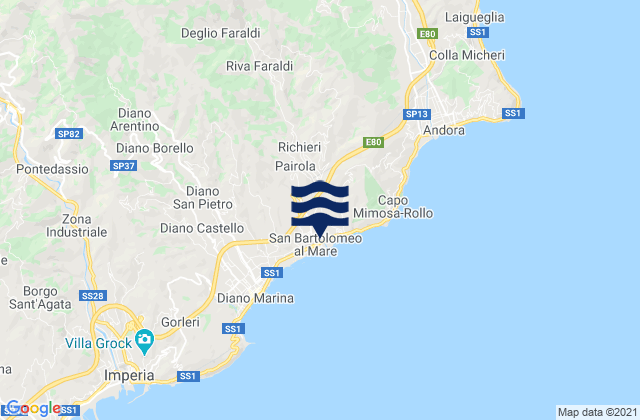 San Bartolomeo al Mare, Italy tide times map