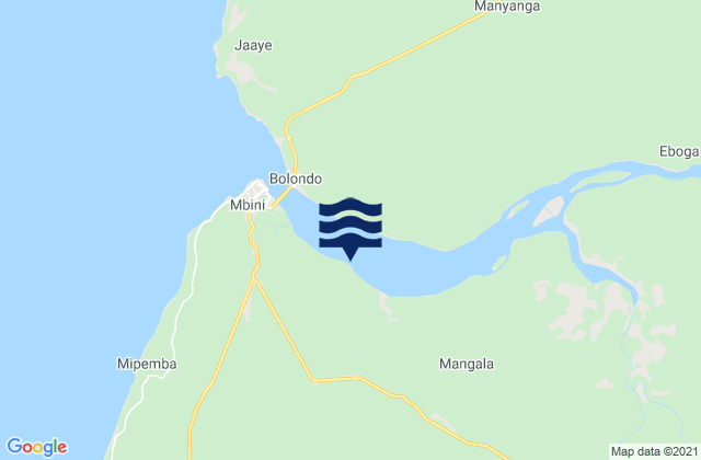 San Benito River Rio Muni, Equatorial Guinea tide times map