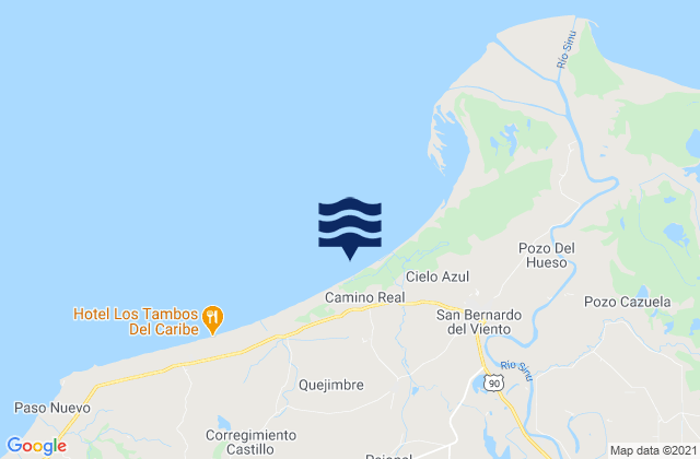 San Bernardo del Viento, Colombia tide times map